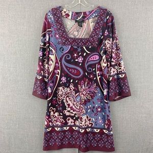 Y2K Paisley Bell Sleeve Dress